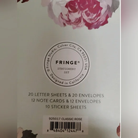 Fringe Classic Rose Stationery Set w/20 Letter Sheet, 12 Notecards & 20 Stickers - Picture 9 of 9